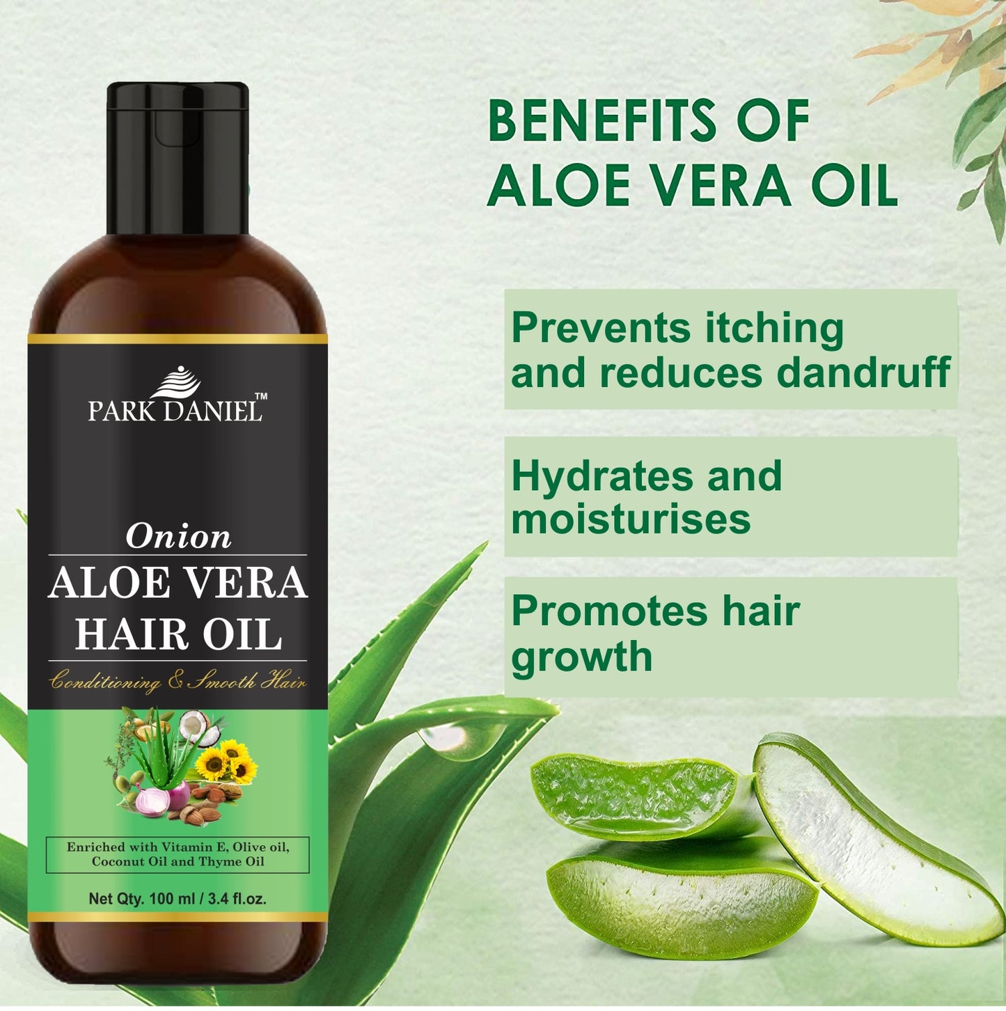 Park Daniel Aloe Vera Oil & Onion Blackseed Shampoo Combo Pack Of 2 bottle of 100 ml(200 ml)