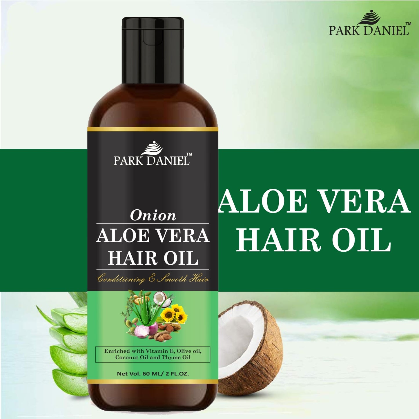 Park Daniel Premium Onion Aloe Vera Hair Oil Enriched With Vitamin E-For Conditioning and Smooth Hair Combo Pack 3 Bottle of 60 ml(180 ml)