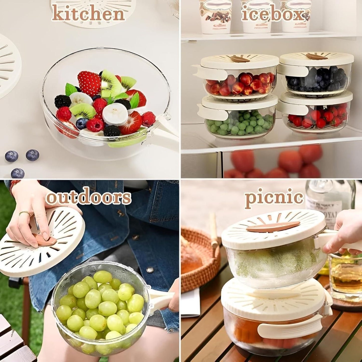 3 in 1 Kitchen Colander Bowl Set�