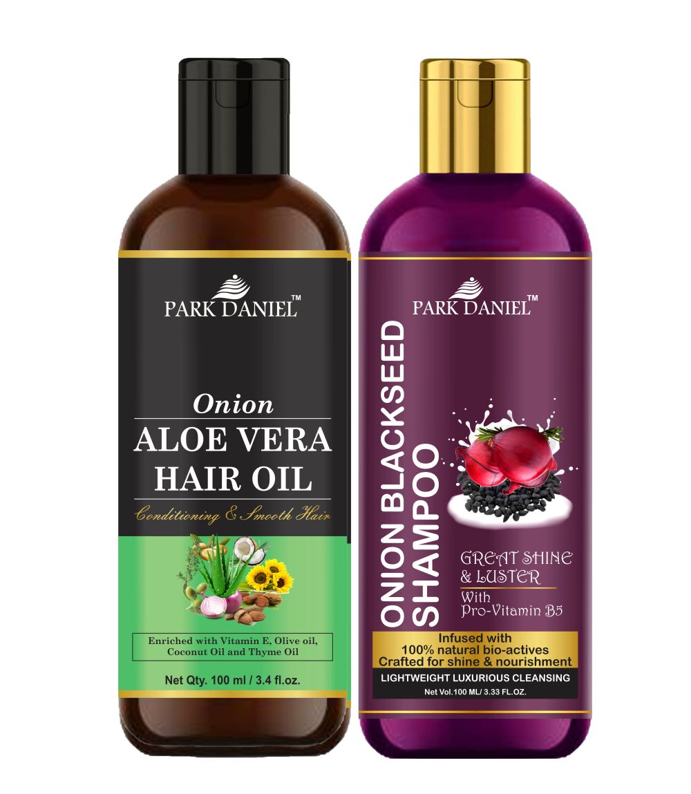 Park Daniel Aloe Vera Oil & Onion Blackseed Shampoo Combo Pack Of 2 bottle of 100 ml(200 ml)