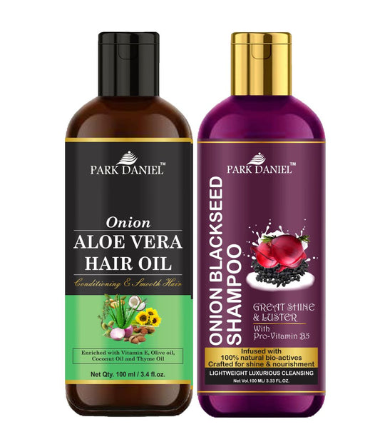 Park Daniel Aloe Vera Oil & Onion Blackseed Shampoo Combo Pack Of 2 bottle of 100 ml(200 ml)