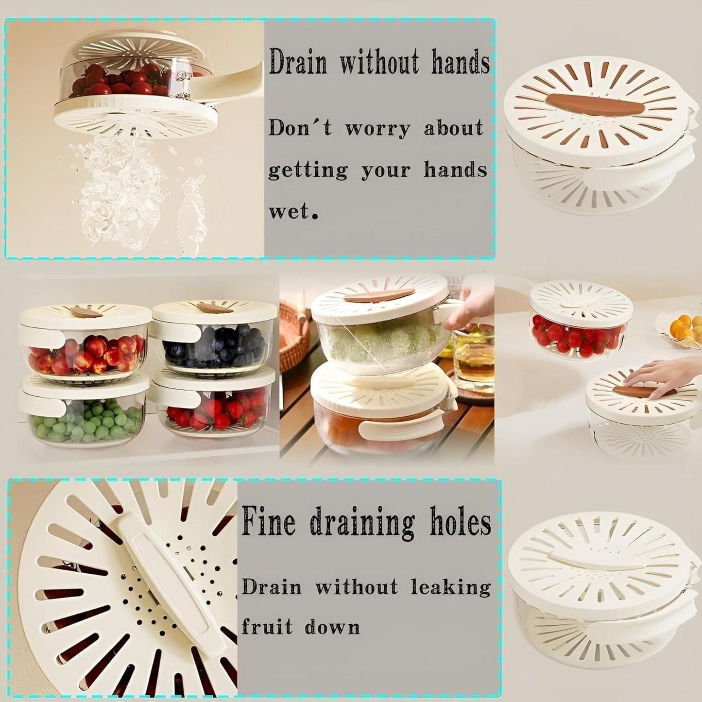 3 in 1 Kitchen Colander Bowl Set�